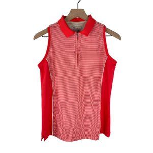 PETER MILLAR Striped Sleeveless 1/4 Zip Performance Polo Top Small